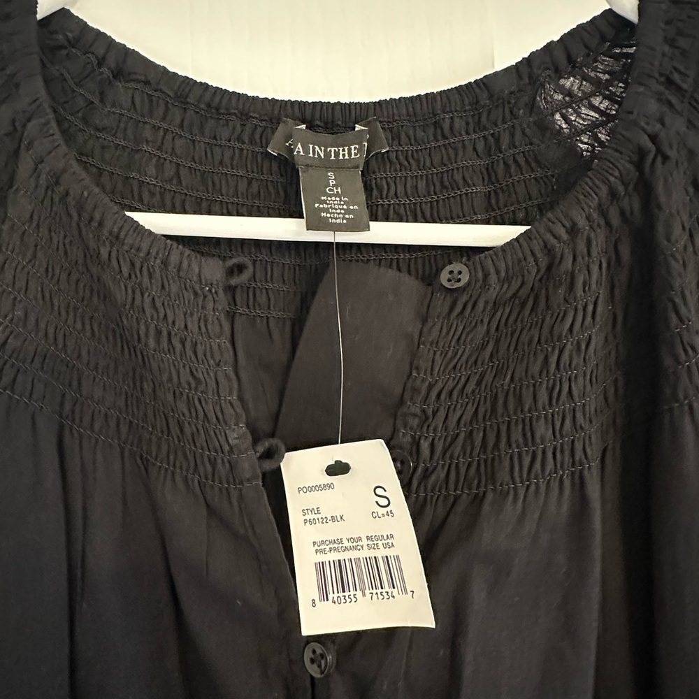 Pea in the Pod Black Maternity Linen Button-Down Dress - Picture 7 of 16